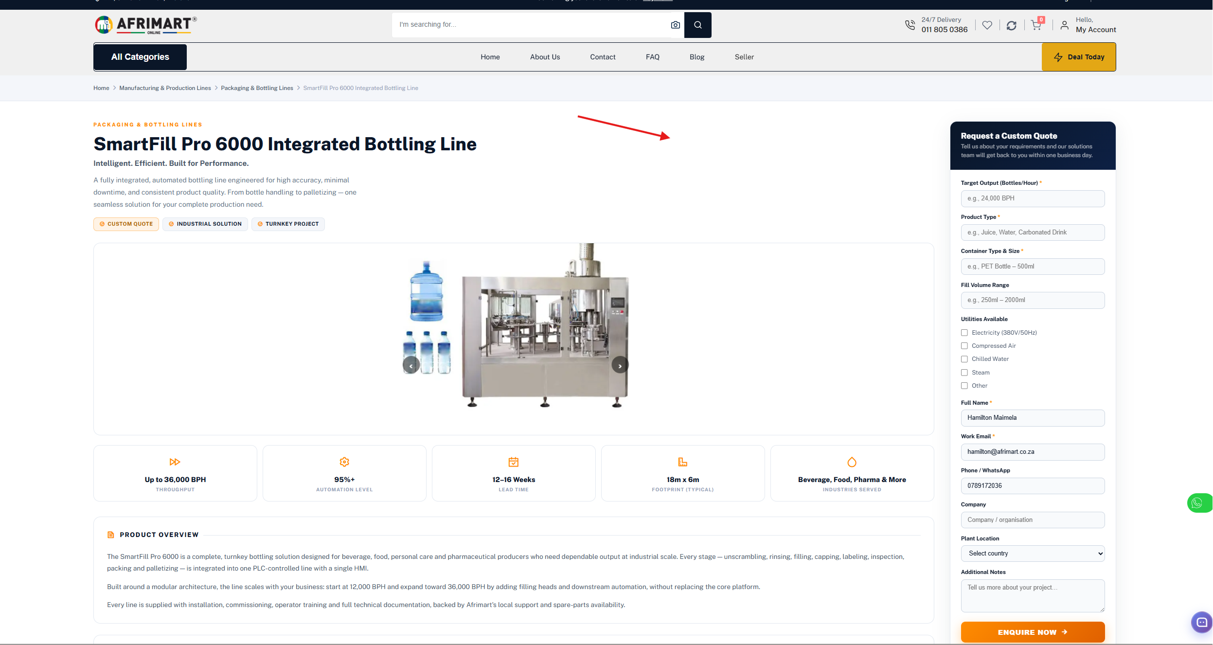 SmartFill Pro 6000 Integrated Bottling Line view 3
