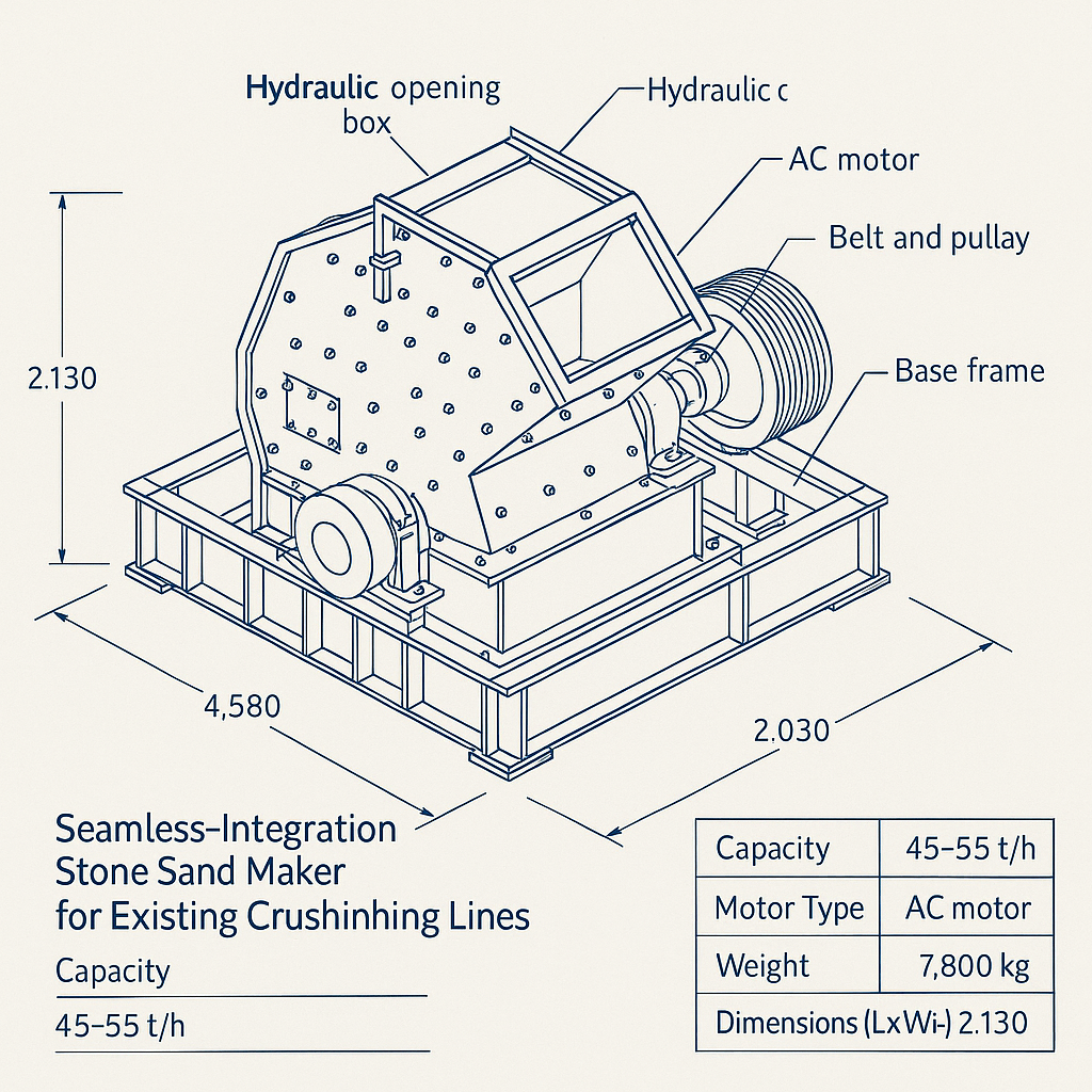 Seamless-Integration Stone Sand Maker for Existing Crushing Lines — labelled 3D blueprint