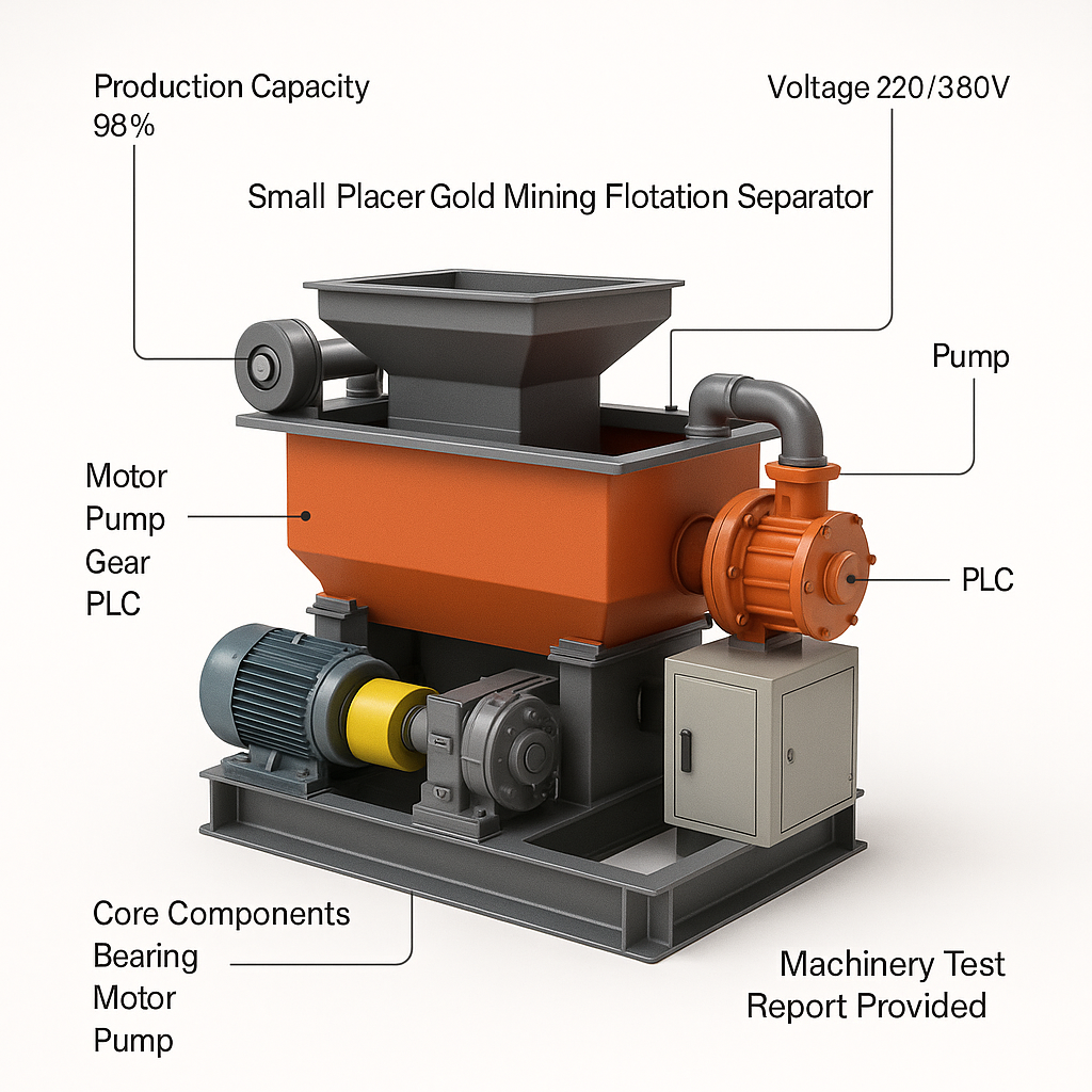 Small Placer Gold Mining Flotation Separator — labelled 3D render