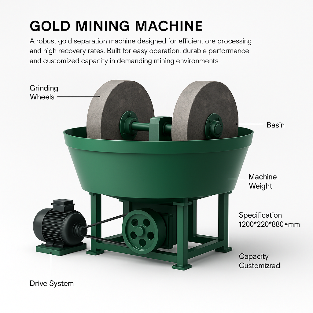 Gold Mining Machine — labelled 3D render
