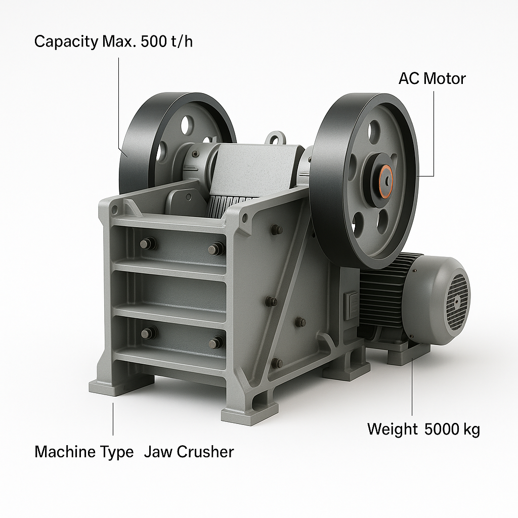 PE Jaw Crusher Primary Crushing Machine for Gold Ore Mining — labelled 3D render