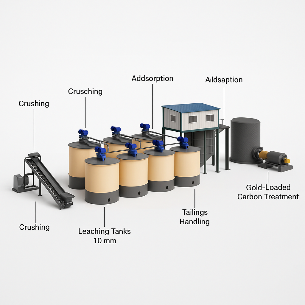 Gold Mill Gold Processing Plant — labelled 3D render