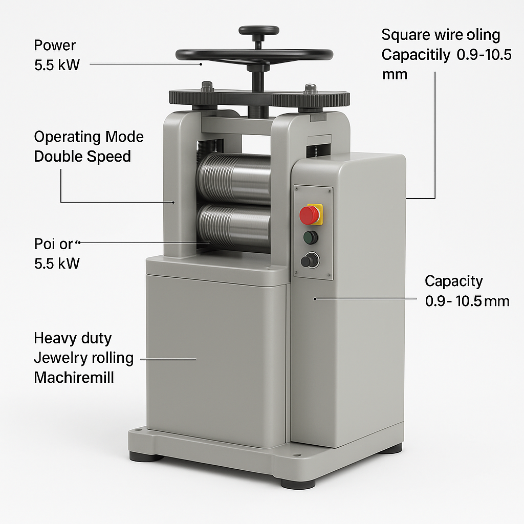 Gold Making Machine Jewelry Rolling Mill — labelled 3D render