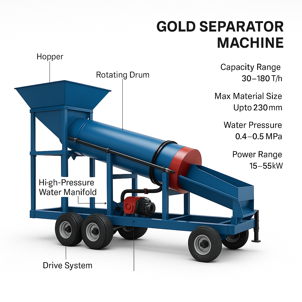 Gold Separator Machine — labelled 3D render
