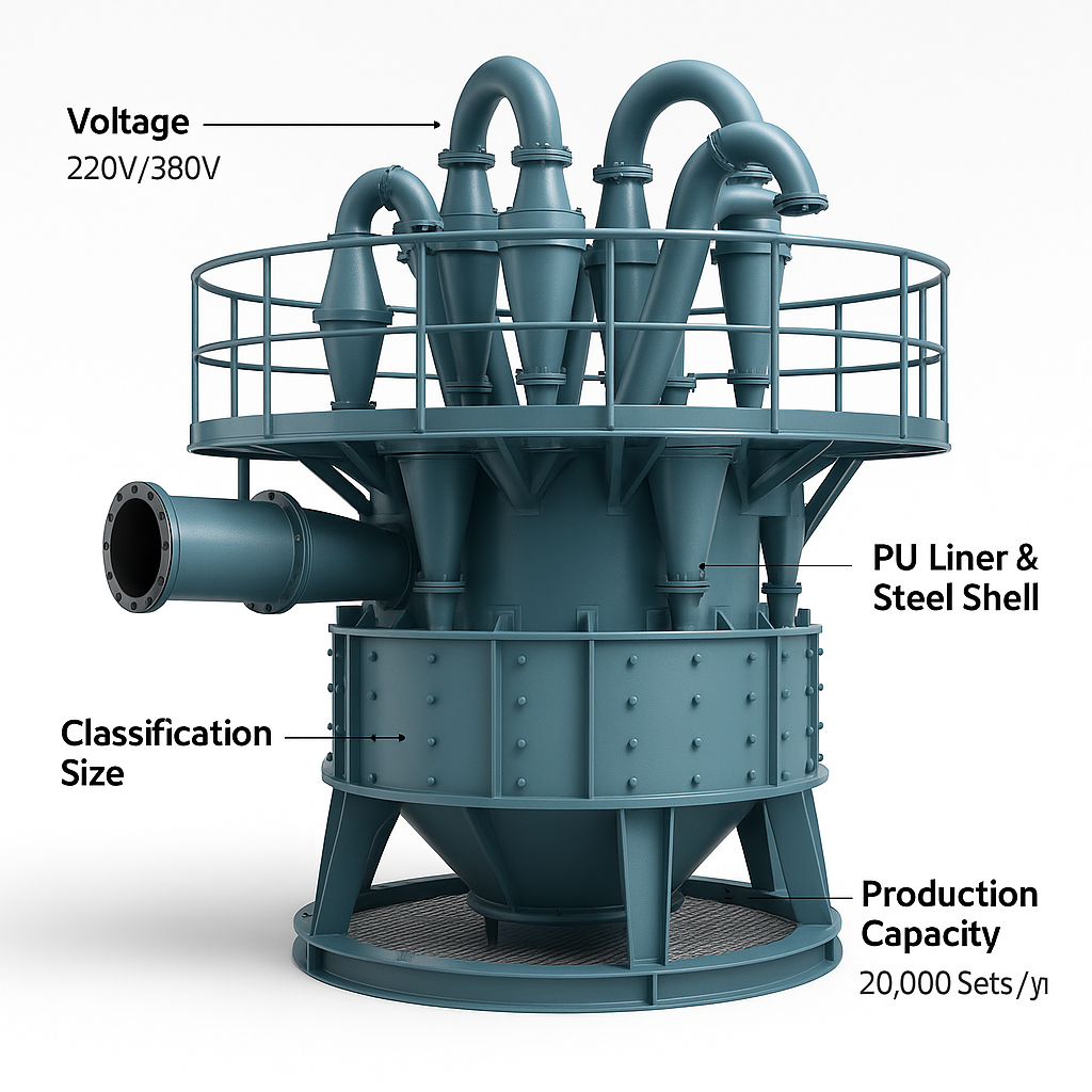 Hydrocyclone Water Filter Gold Ore Classification Equipment — labelled 3D render