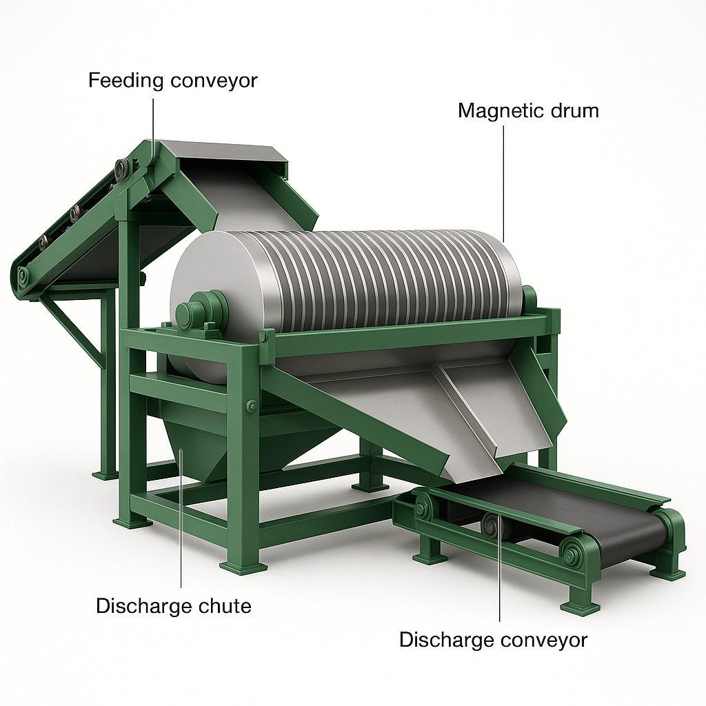 SBM Gold Processing Plant Wet and Dry Magnetic Separator — labelled 3D render