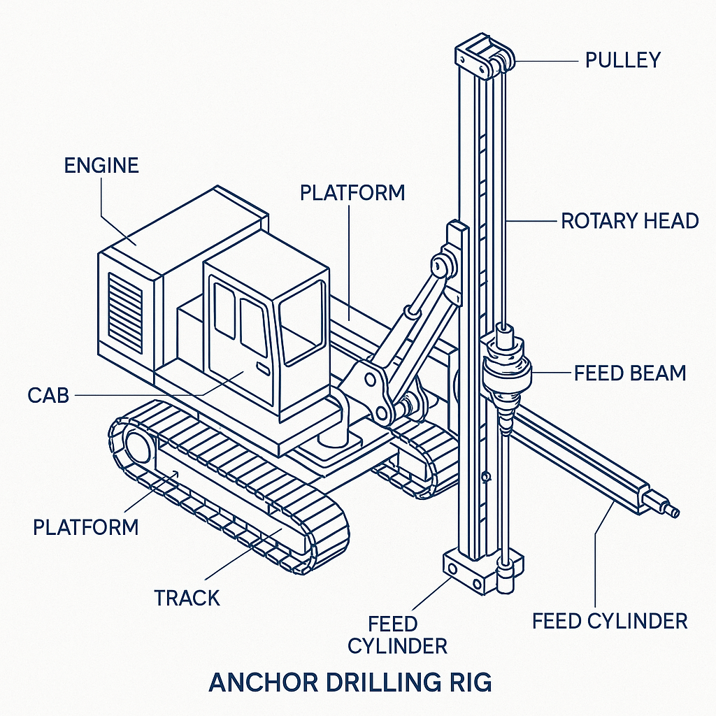Anchor Drilling Rig — labelled 3D blueprint
