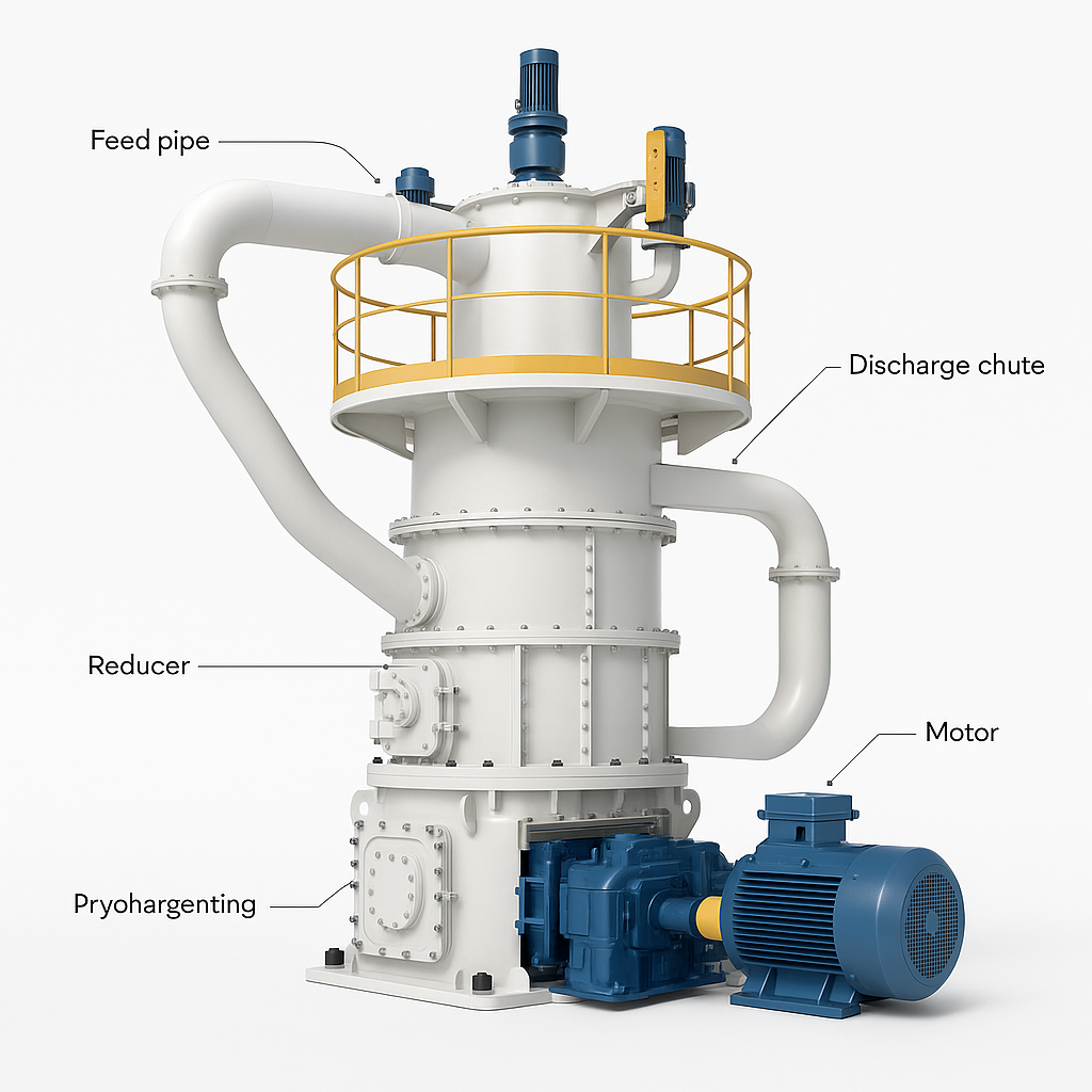 CLUM Ultrafine Vertical Powder Grinding Mill — labelled 3D render