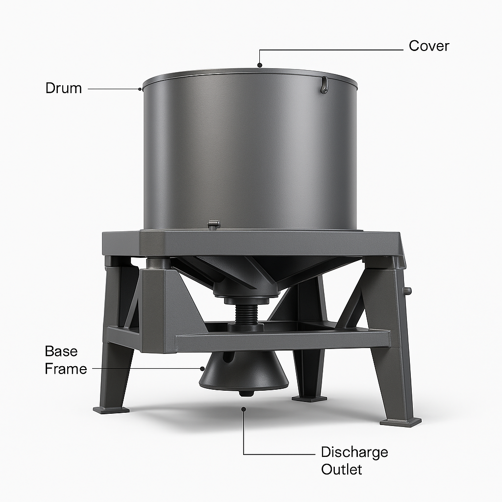 Gold Centrifugal Concentrator STL for Alluvial Gold Processing — labelled 3D render