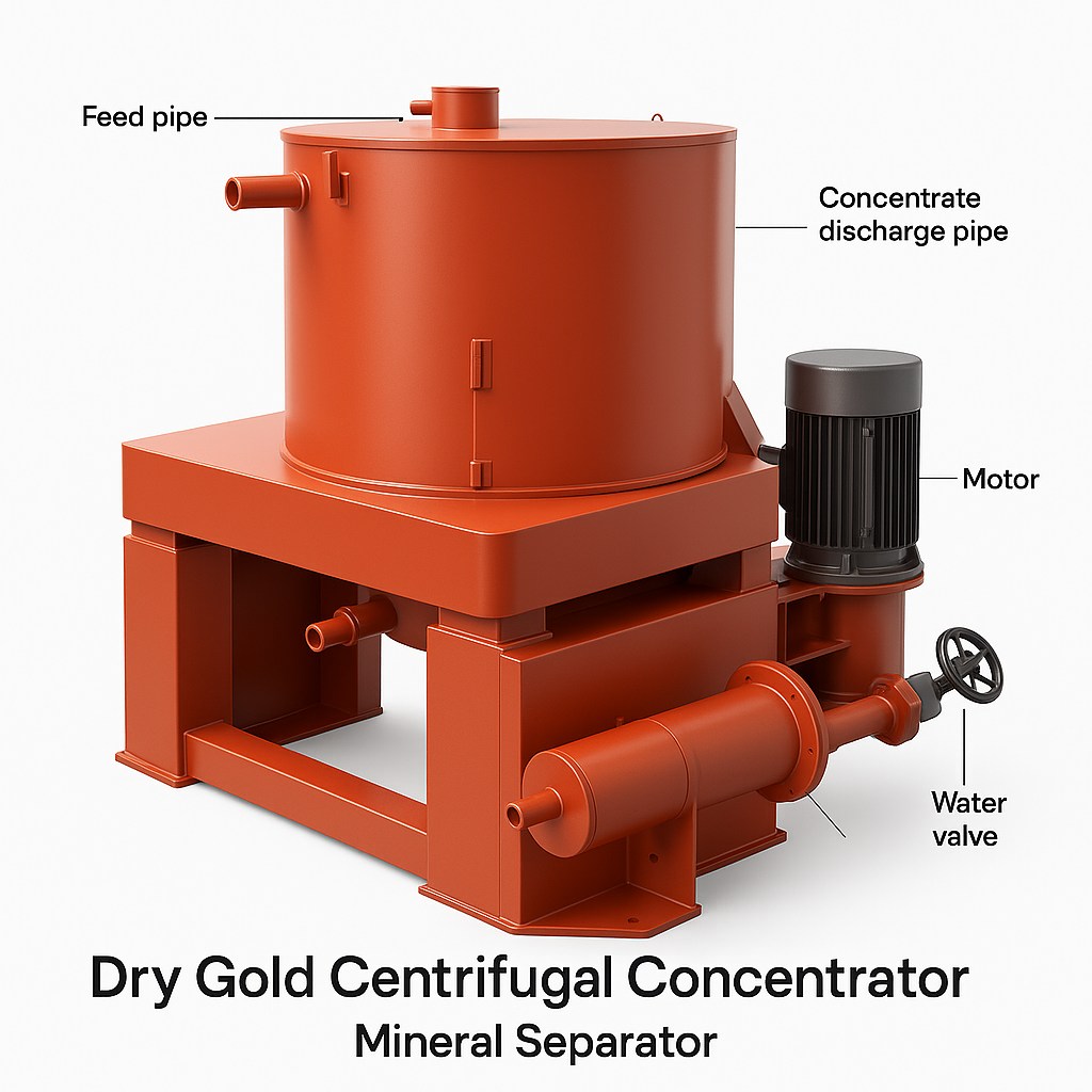 Dry Gold Centrifugal Concentrator Mineral Separator — labelled 3D render