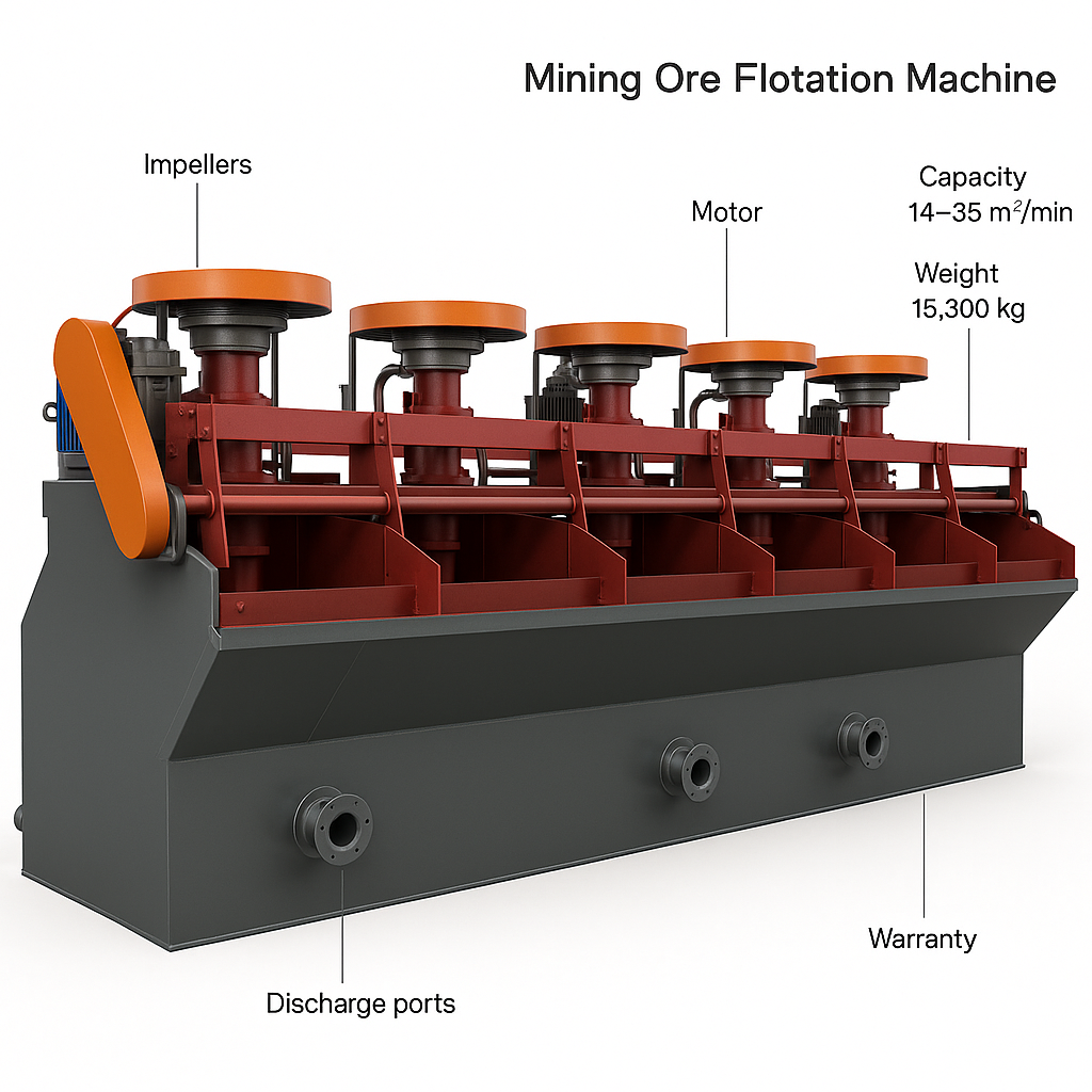 Mining Ore Flotation Machine — labelled 3D render