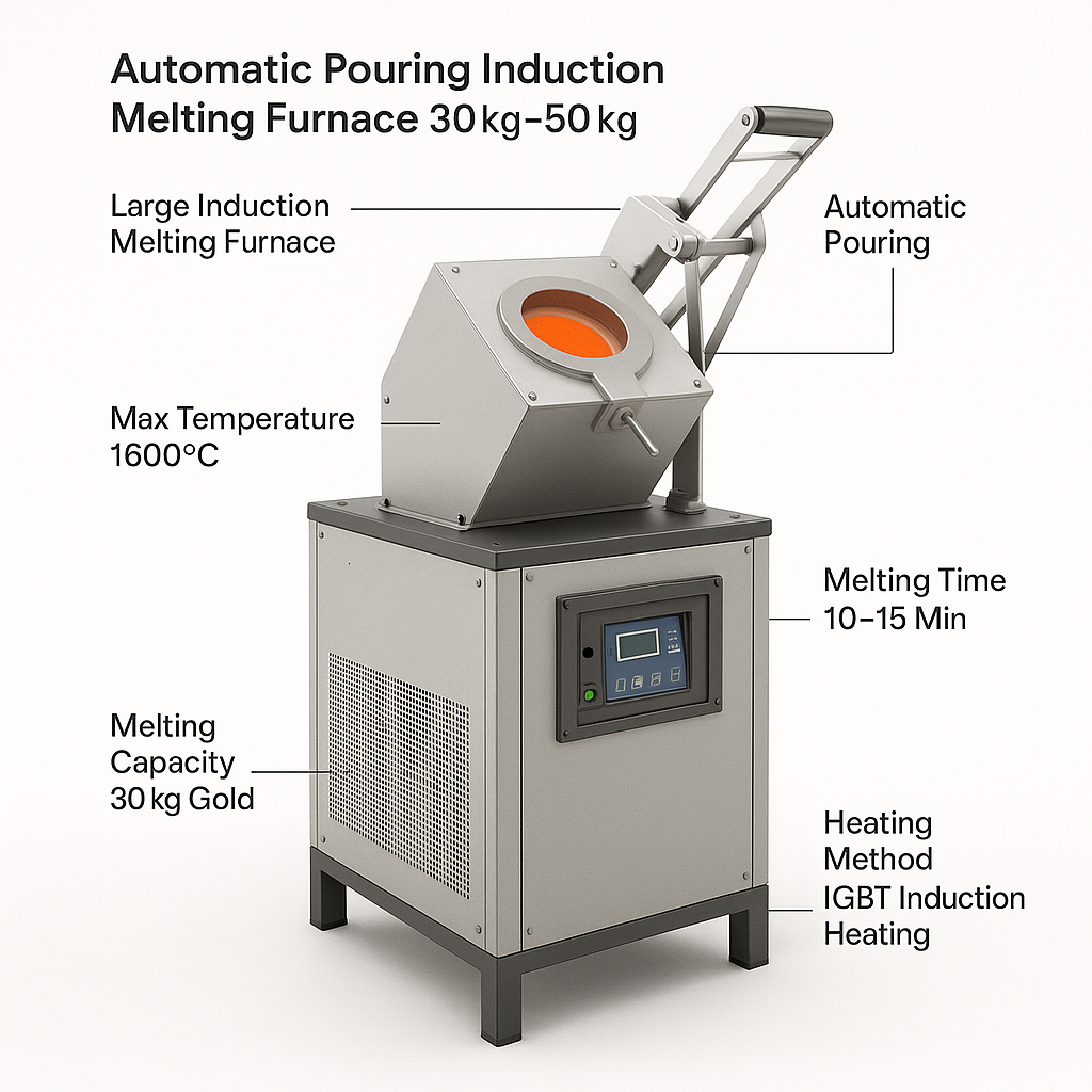Automatic Pouring Induction Melting Furnace 30kg-50kg — labelled 3D render