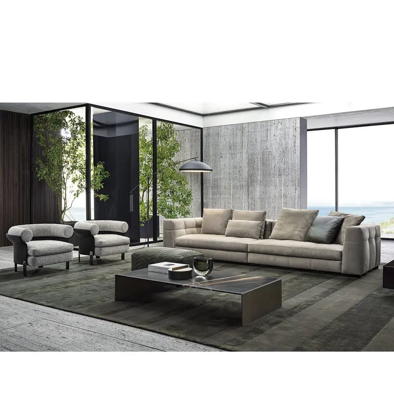 Modern Luxury Italian Living Room furniture Sofa set Hotel lobby fabric sofa 3 seats fabric Villa sofa can be customized