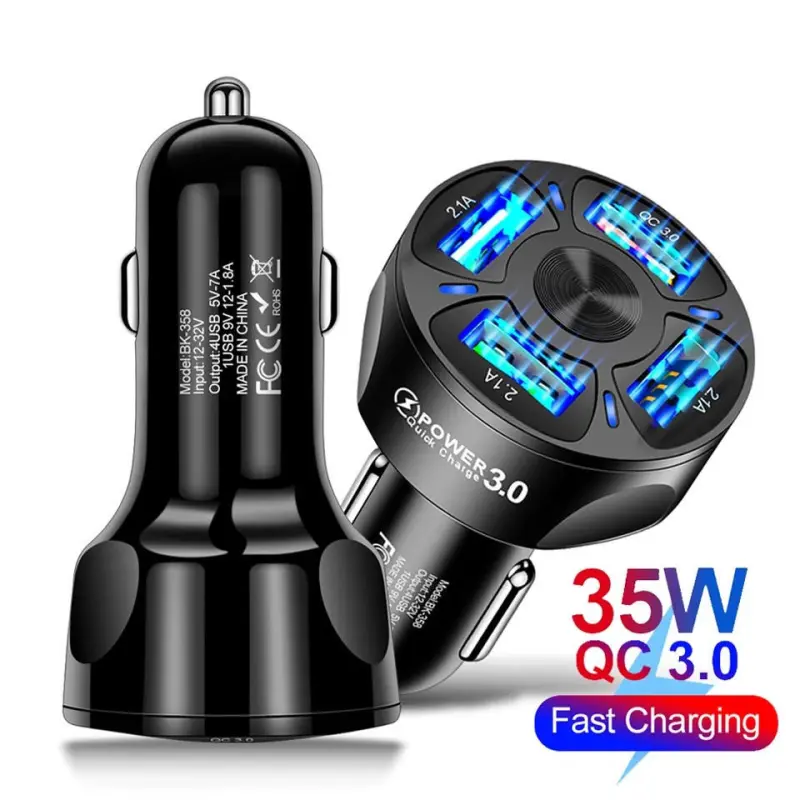 3.1A Portable QC3.0 Phone fast Charger 4 Port Usb Car Charger 35W Quick Car Charger