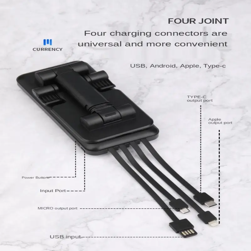 Z89 Desktop Phone Holder Fast Phone Charger TYPE-C 10000mAh Live Phone Stand 4 Cables Power Bank