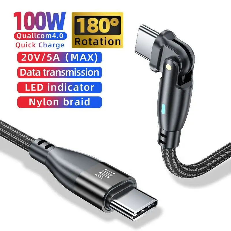 USB C Cable 5A Fast Charger 2M Cord Type C Data Cord Braided PD 100W  Fast Charging USB Cable