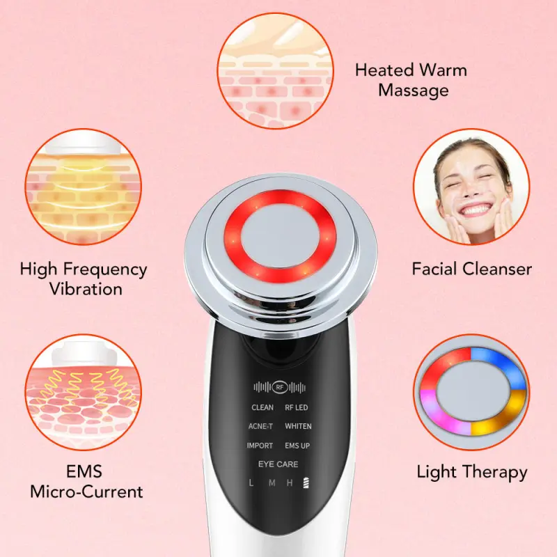 Ems Multifunctional Radio Frequency Handheld Photon Skin Care Lifting Led Infrared Facial Massager Device