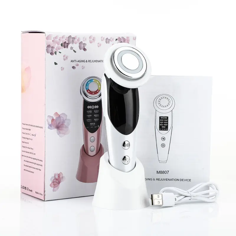 Ems Multifunctional Radio Frequency Handheld Photon Skin Care Lifting Led Infrared Facial Massager Device