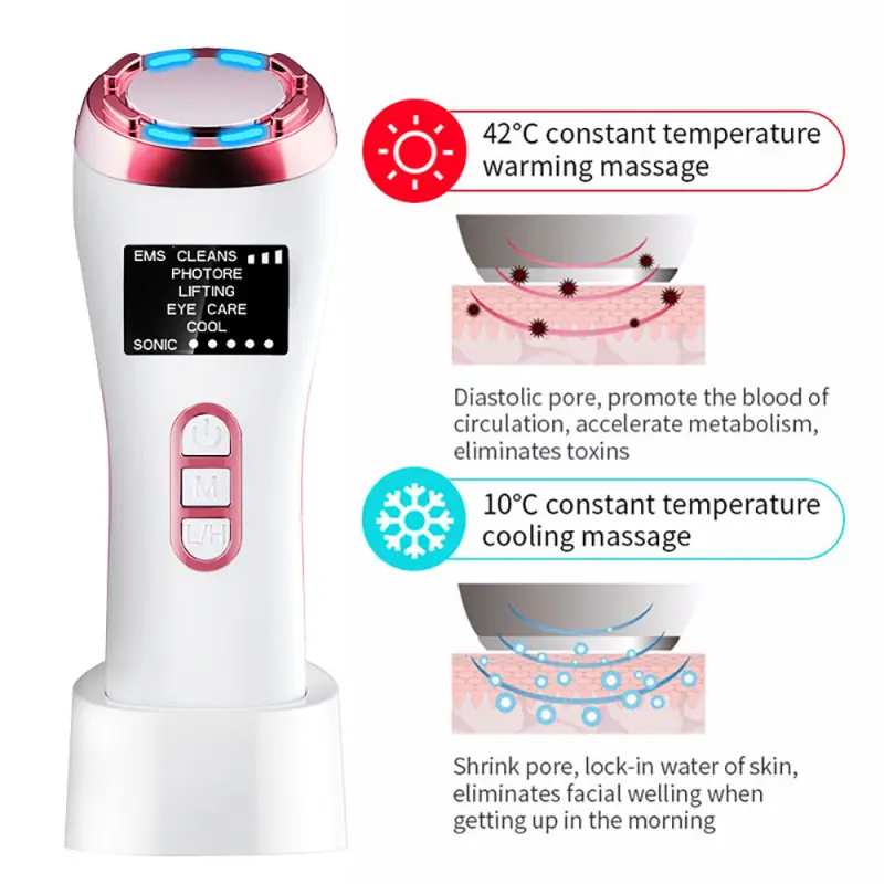 Compress Sonic Vibration Wrinkle Removal Face Massager Anti Aging Beauty Device