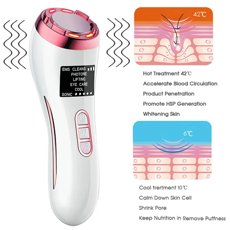 Compress Sonic Vibration Wrinkle Removal Face Massager Anti Aging Beauty Device