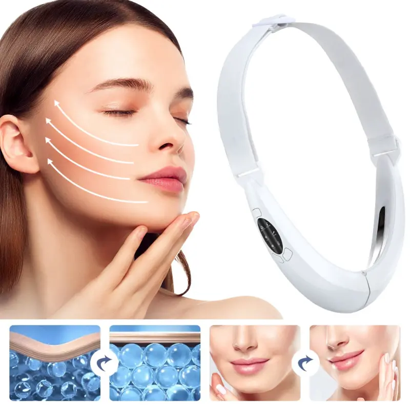 LED Photon Therapy Micro Current Vibration V Face Slimming Massager V-Line Up Face Lifting Belt