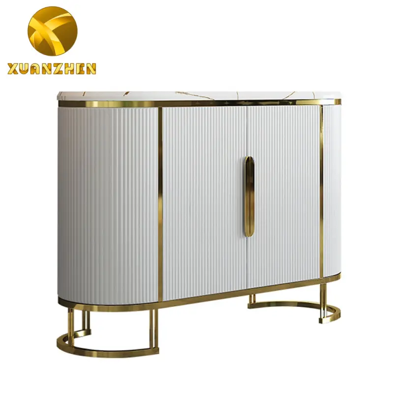 Home furniture sideboard metal living room furniture gold and white sideboard