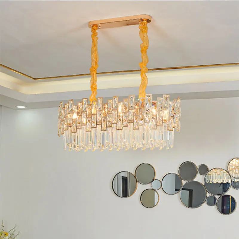 Luxury Pendant black gold LED hanging lampara colgante Furniture Crystal Chandelier Lamp lights