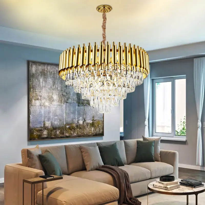 Chandelier Hotel Living Room Bedroom Big Luxury Long Hanging Modern Crystal Ceiling Light