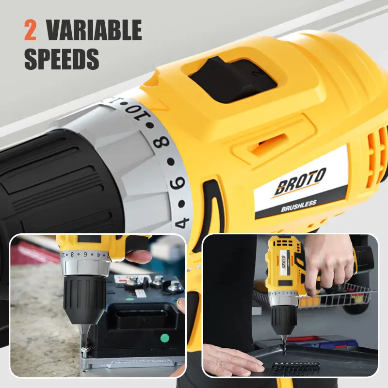 Cordless Drill Brushless Powerful Wireless Rechargeable Impact Drill