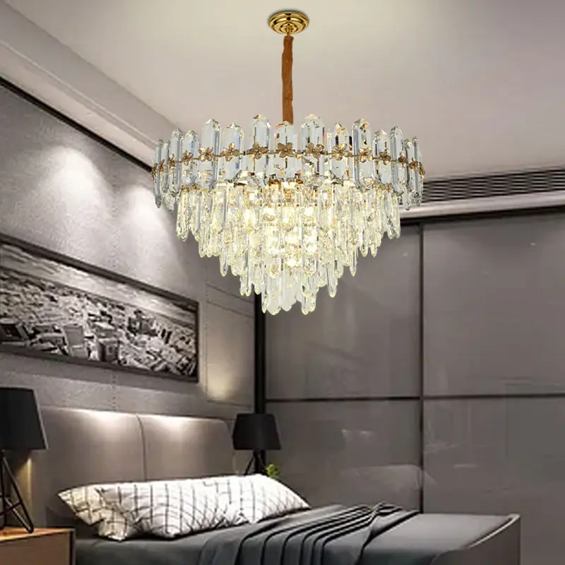 Modern Hanging Lighting Crystal Chandelier Lampen Lobby Drop Lamp Living Room Antique