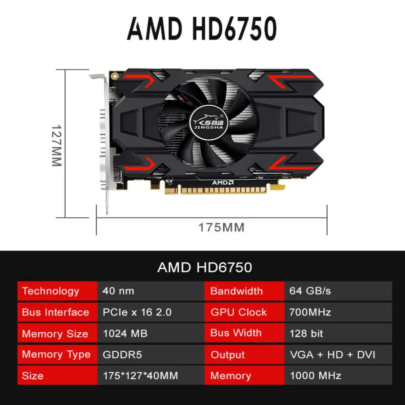 HD6750  Radeon AMD Game Cards Graphics Pcie GDDR5 128 Bit VGA Desktop Gaming Graphics cards