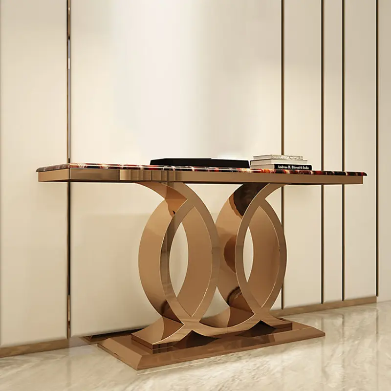 Modern Gold Stainless Steel Console Table for Hallways