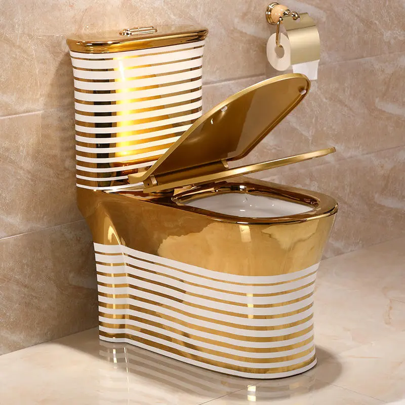 Golden luxury western style design one-piece toilet