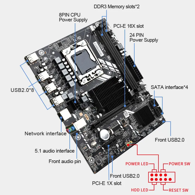 Desktop gaming motherboard X58M 2.0 MATX Computer Motherboard 1366 pc mainboard