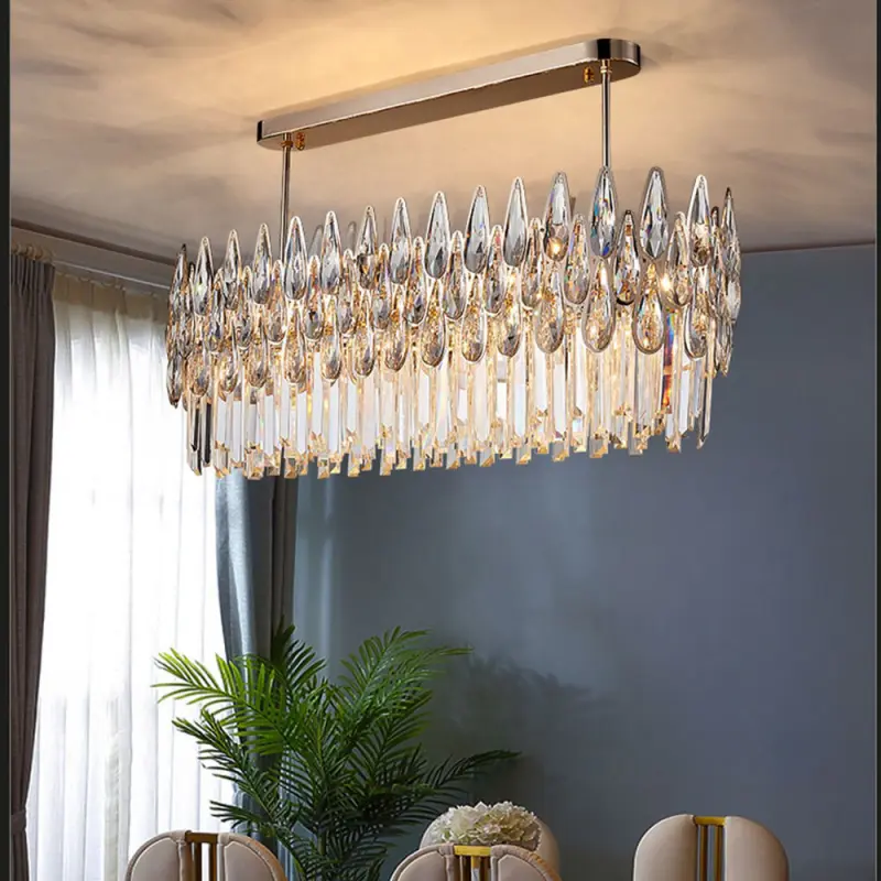 Modern Nordic Indoor Hotel Round Ceiling Luxury Led Lustre K9 Crystal Lamp Gold  Led Crystal Chandelier