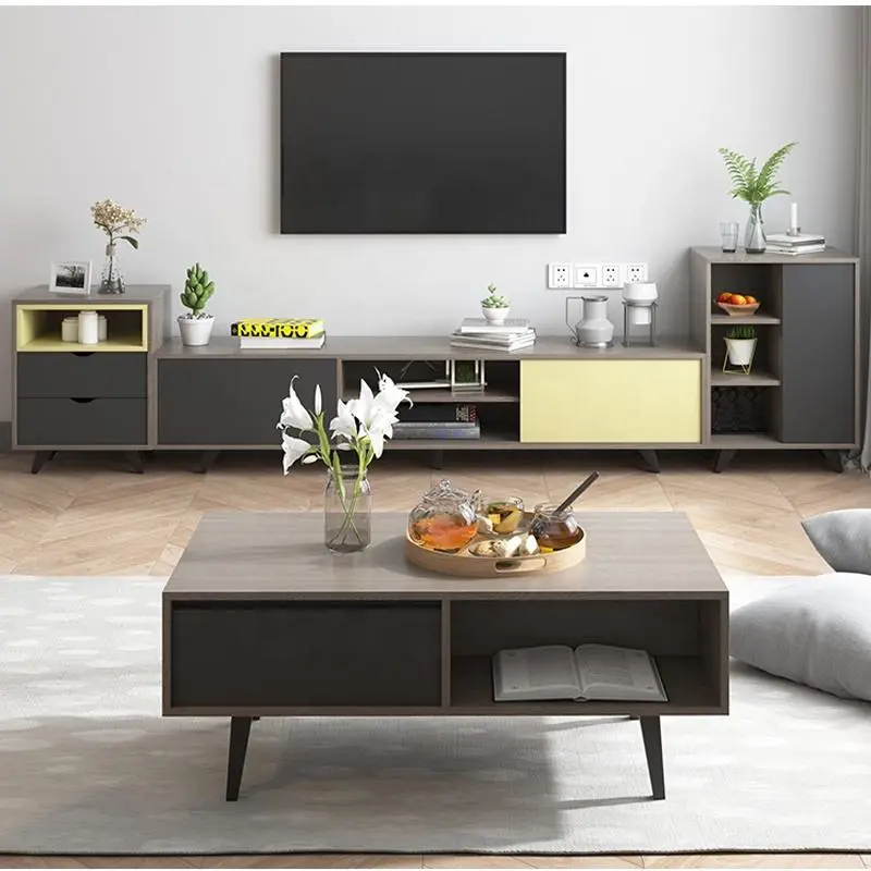 Tv Rack Modern Wall Cabinet and Coffee Table Set