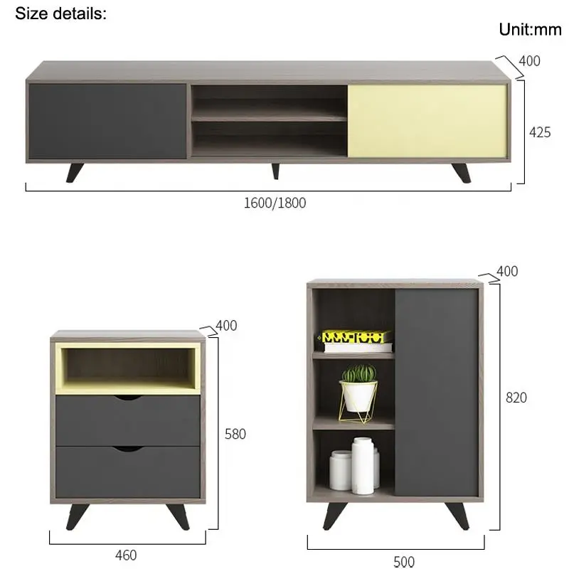 Tv Rack Modern Wall Cabinet and Coffee Table Set