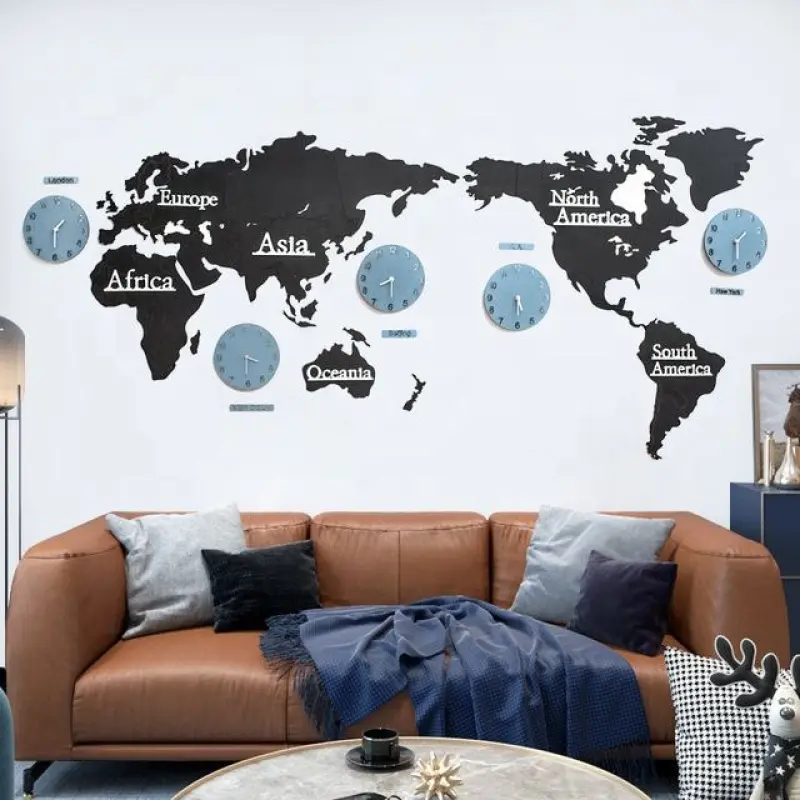 Oversized Big Creative 3D DIY Customized World Map Clock Wall