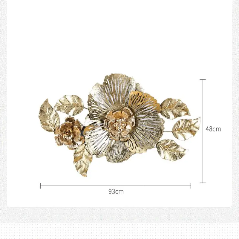 3D gold flower hanging home decor luxury for living room metal wall art
