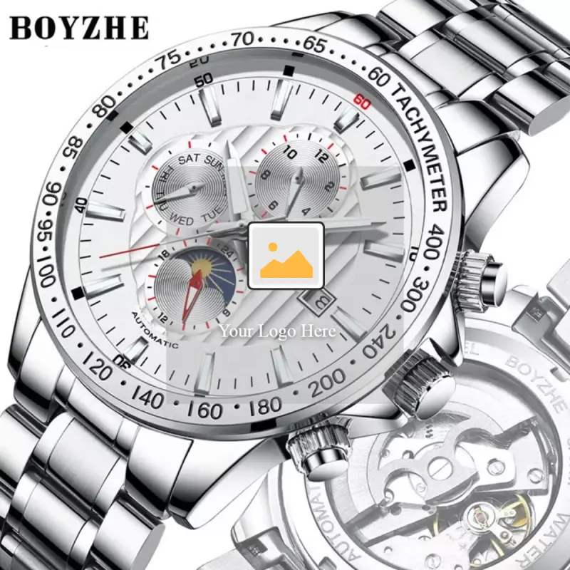 Stainless steel waterproof quartz watches men wrist luxury mechanical watch