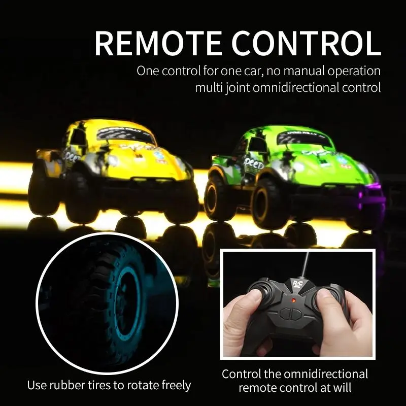 1:24 Scale Remote Control Cross-country Car Offroad Lights New Luminous Glow in Dark Car Racing Vehicle