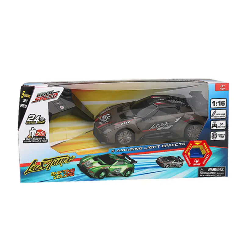 RC Car with Full Body LED Light-Up Color Flashing Mode Remote Control Racer for Kid