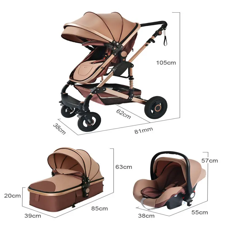 New Design Baby Carriage High Landscape Pram Poussette 3 In 1 Baby Stroller
