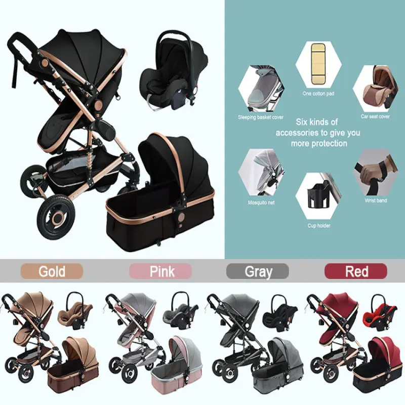 New Design Baby Carriage High Landscape Pram Poussette 3 In 1 Baby Stroller