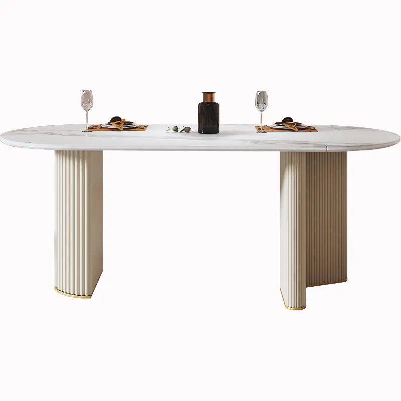 Luxury Sintered Stone Folding Dining Table Set With 6 Chairs
