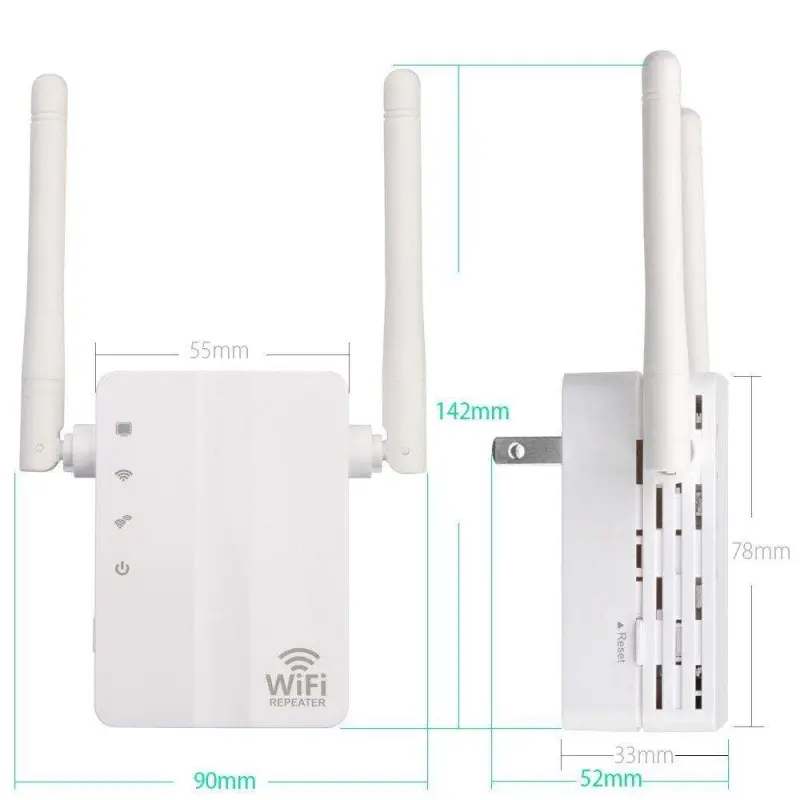 2.4G Wireless Wifi Repeater  802.11N/B/G Network 300Mbps Range Expander Signal Antennas Booster Extend