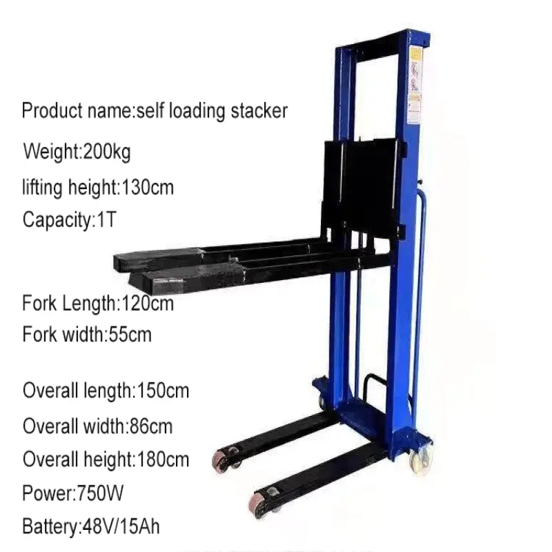Electric Self Loading Portable Forklift Electric Stacker with Remote Control