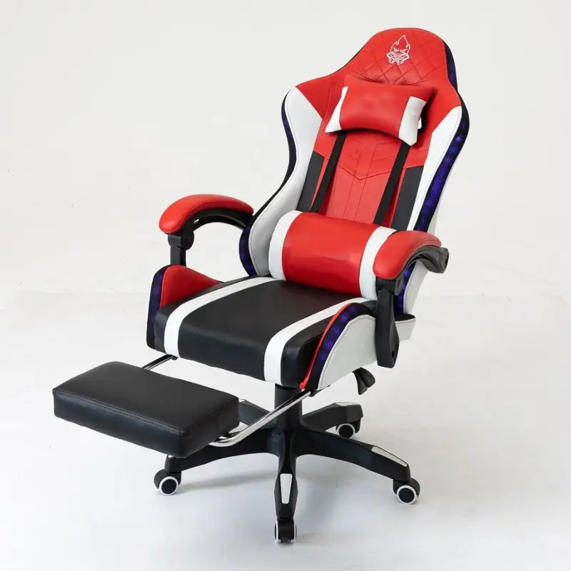 Office Chairs Swivel LED RGB Gaming Chair with Speakers Footrest and Massage