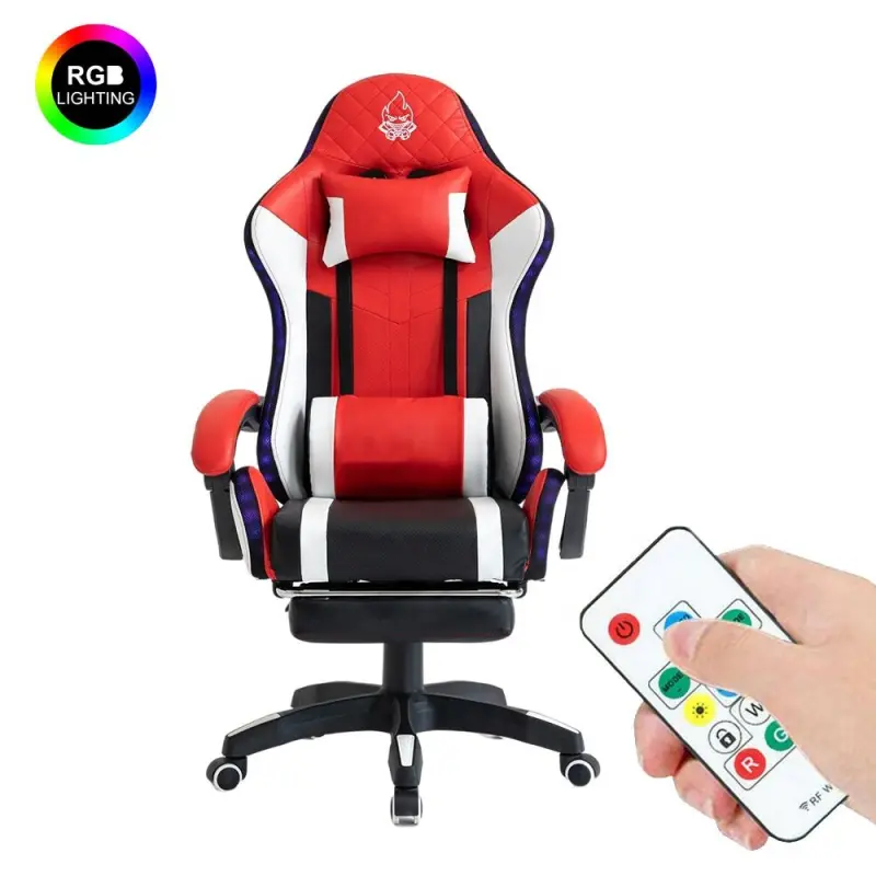 Office Chairs Swivel LED RGB Gaming Chair with Speakers Footrest and Massage