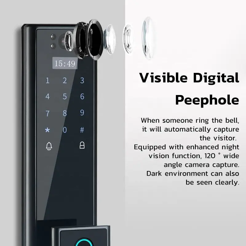 Hido Fingerprint Lock Automatic Camera Video Doorbell Peephole Cam Digital Lock Door